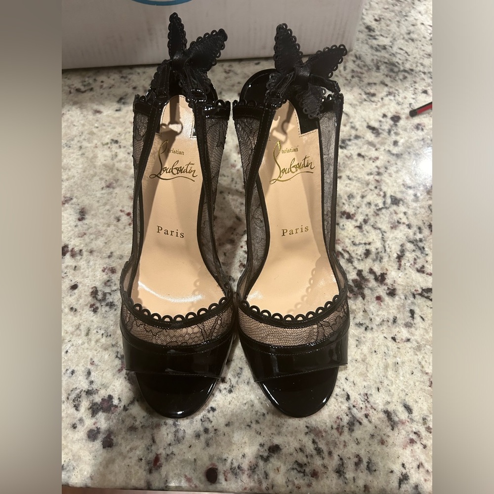 Lace and Patent Sandals! Worn once.